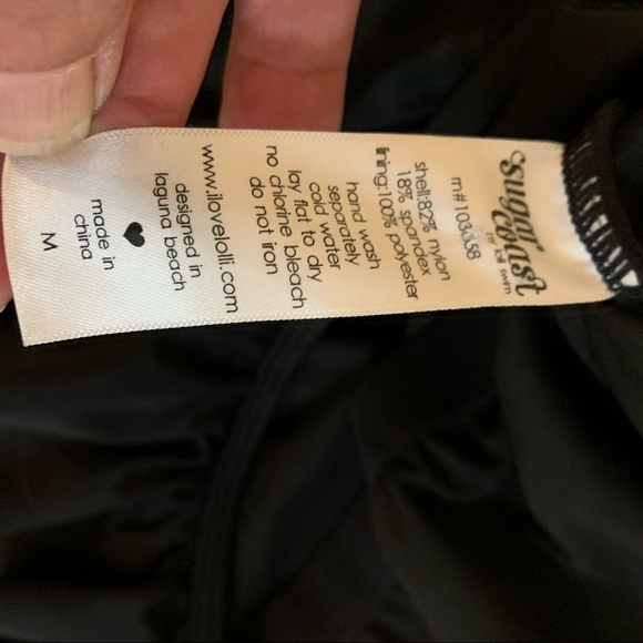 SUGAR COAST by Lolli Swim Black Ruffled One Pc M - Picture 2 of 7